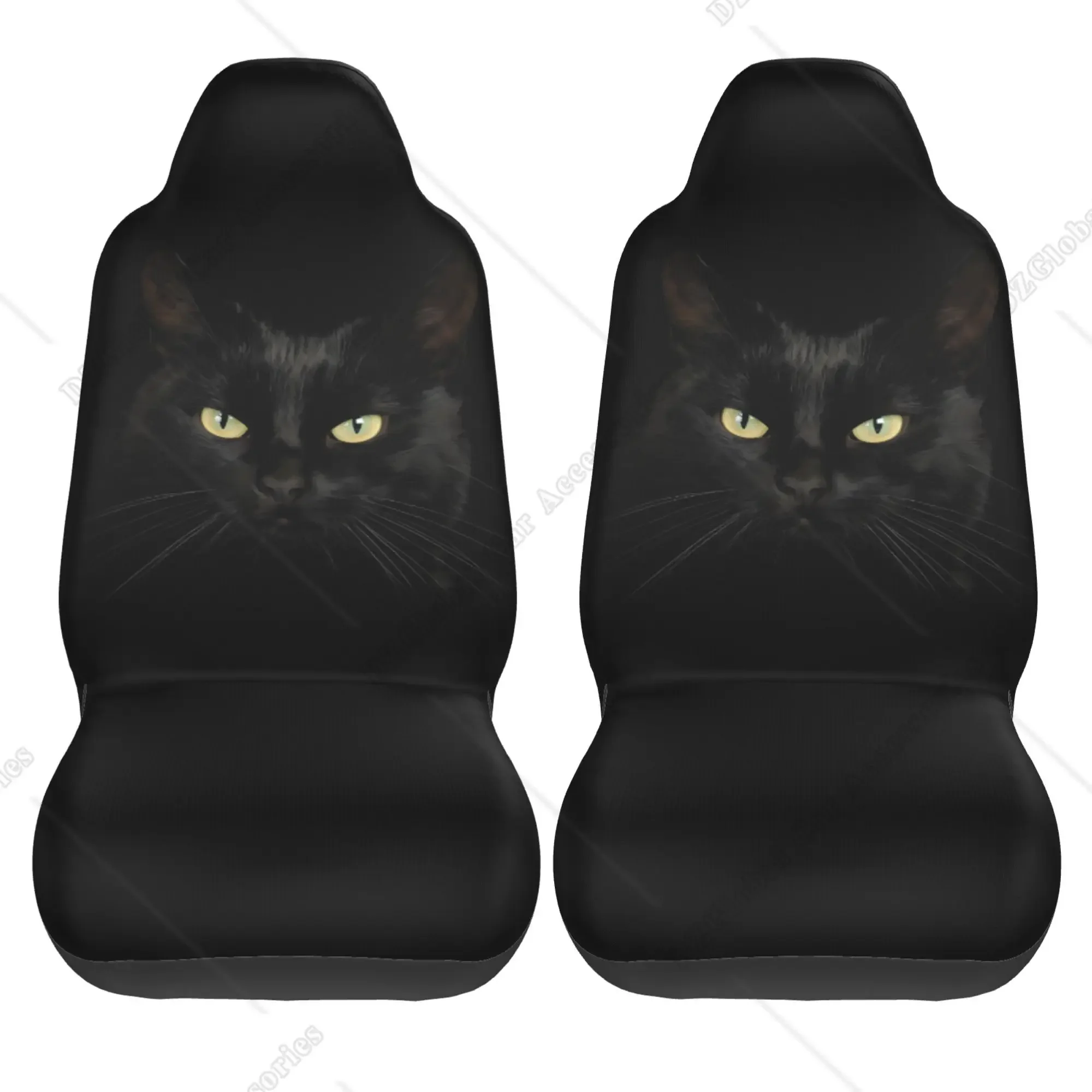 Black Cat Animal Car Seat Covers 2pc Front Seats Only Automotive Accessories Saddle Blanket Universal Bucket Seat Cover