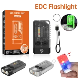 Mini V10 EDC Flashlight 1000LM Super Bright Portable Keychain Light With Magnet USB Rechargeable 365nm UV Beep Camping Lantern