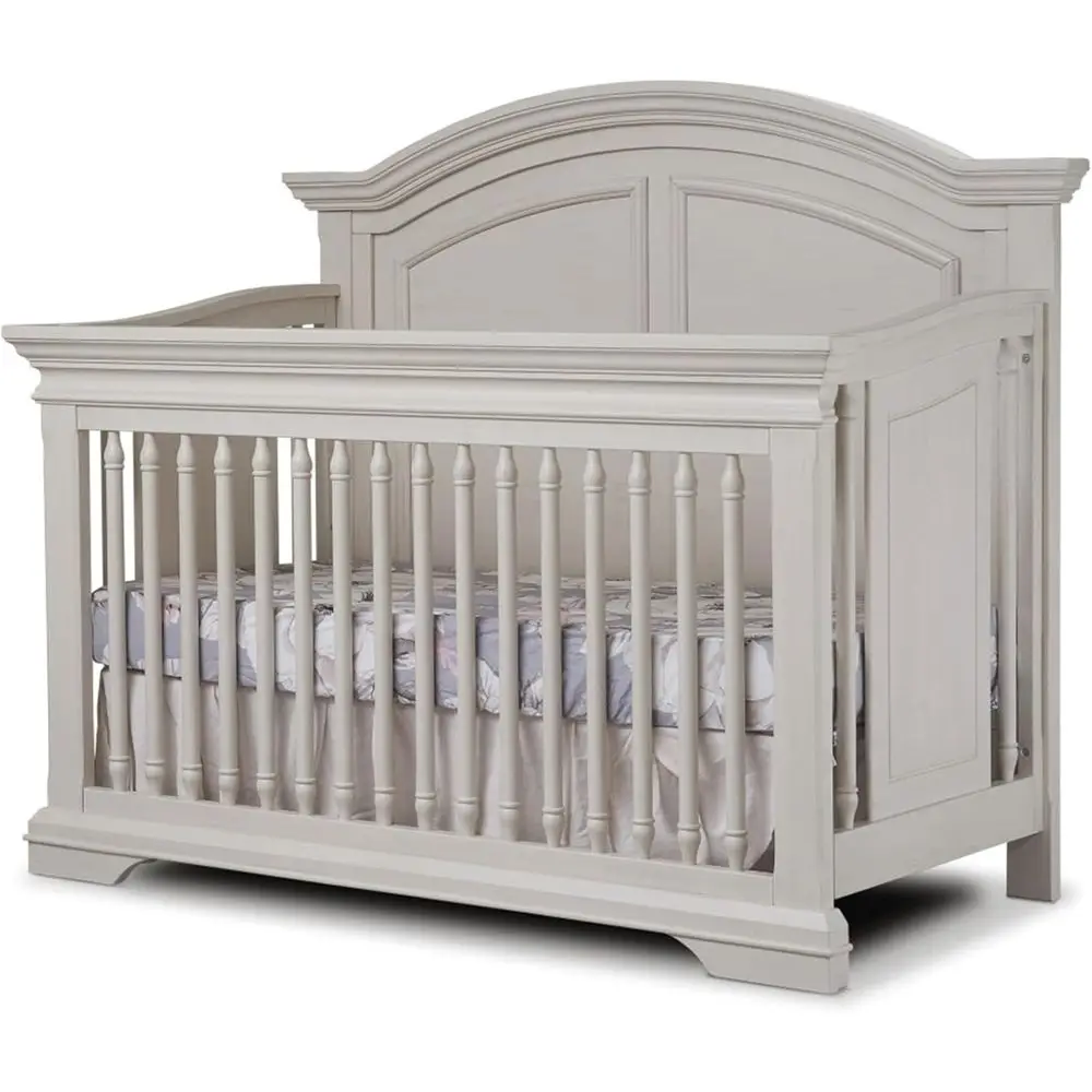 

Arched High Crib, 4-in-1 Convertible Wooden Bed, Suitable for Baby, Toddler, Child, and Full-Size Sleep, Nursery Furniture - Bru