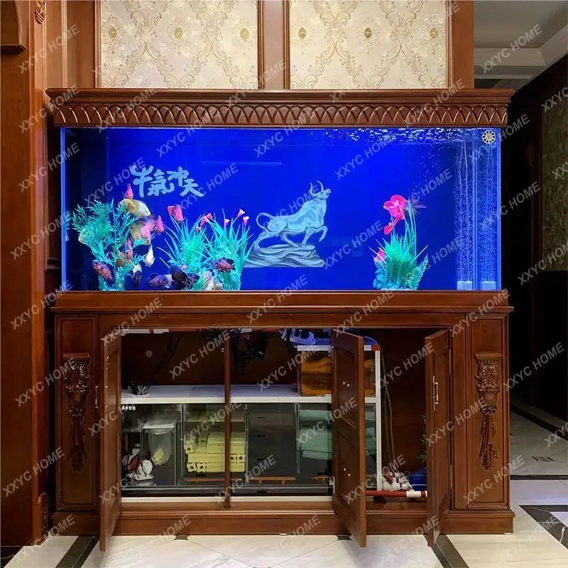 Solid Wood Bottom Filter Change Water Living Room Screen Large Automatic Ecological Arowana Fish Tank