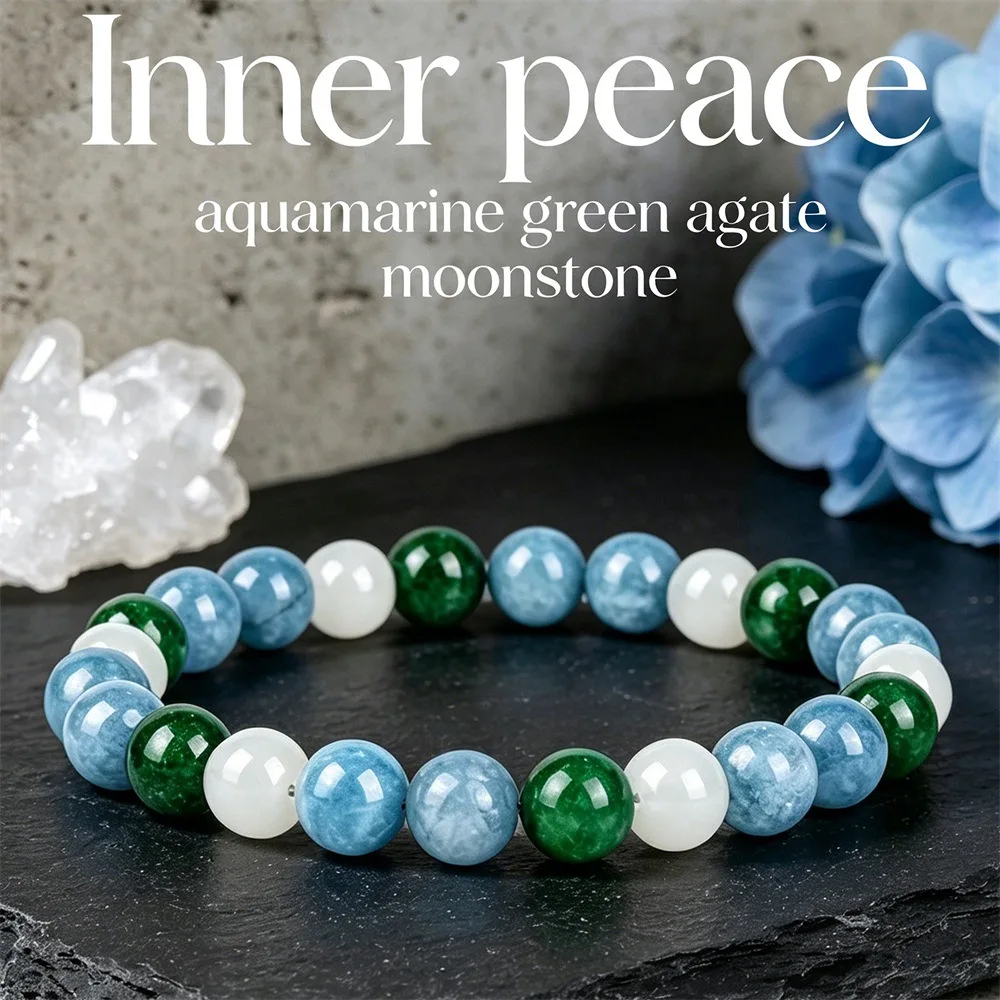 1pcs Positive Energy Bracelet Clear Quartz Angel Stone and Sodalite Relaxation and Serenity Crystal Energy Stone Bracelet