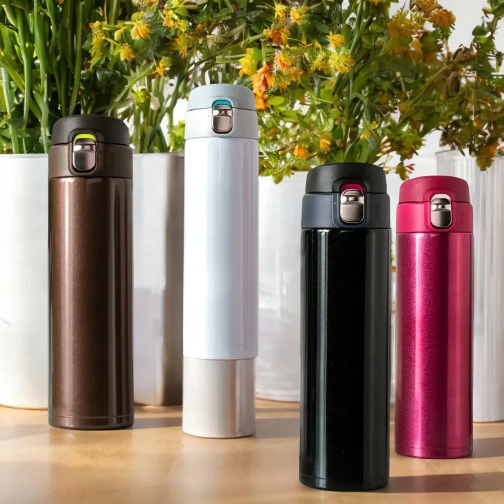 Insulated 500ML Stainless Steel Vacuum Flask with Bouncing Cover - Ideal for Hot or Cold Drinks like Coffee, Tea, and Milk - Dur