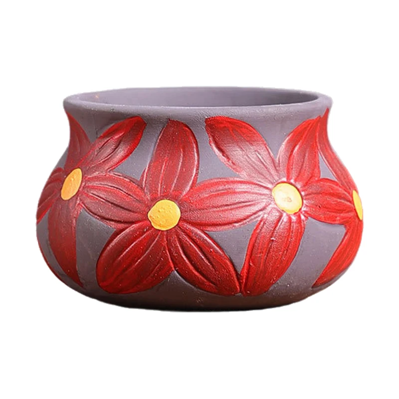 البحر الأبيض المتوسط نمط اناء للزهور الرجعية الأحمر الفخار أواني الزهور خمر المطبوعة الإبداعية السيراميك عصاري المزارعون داخلي في الهواء الطلق