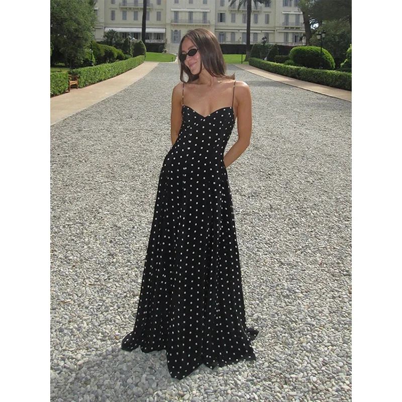 Bonny retro vestido longo com fita feminina sexy baixo corte sem mangas plissado magro vestidos de noite feminino primavera chique festa de rua