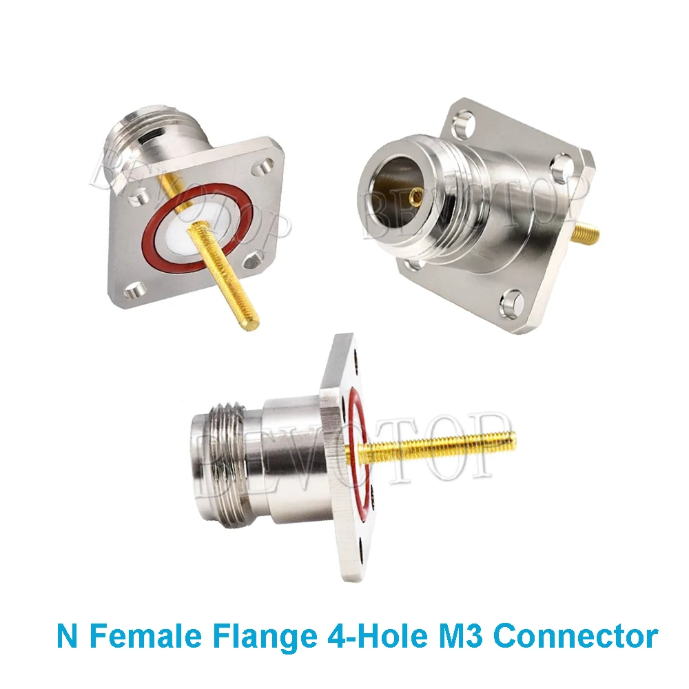 10Pcs N Type Female Waterproof Socket Mount Panel Moun Long Pin 4Hole Flange Connector Fast Delivery RF N Female Brass Copper
