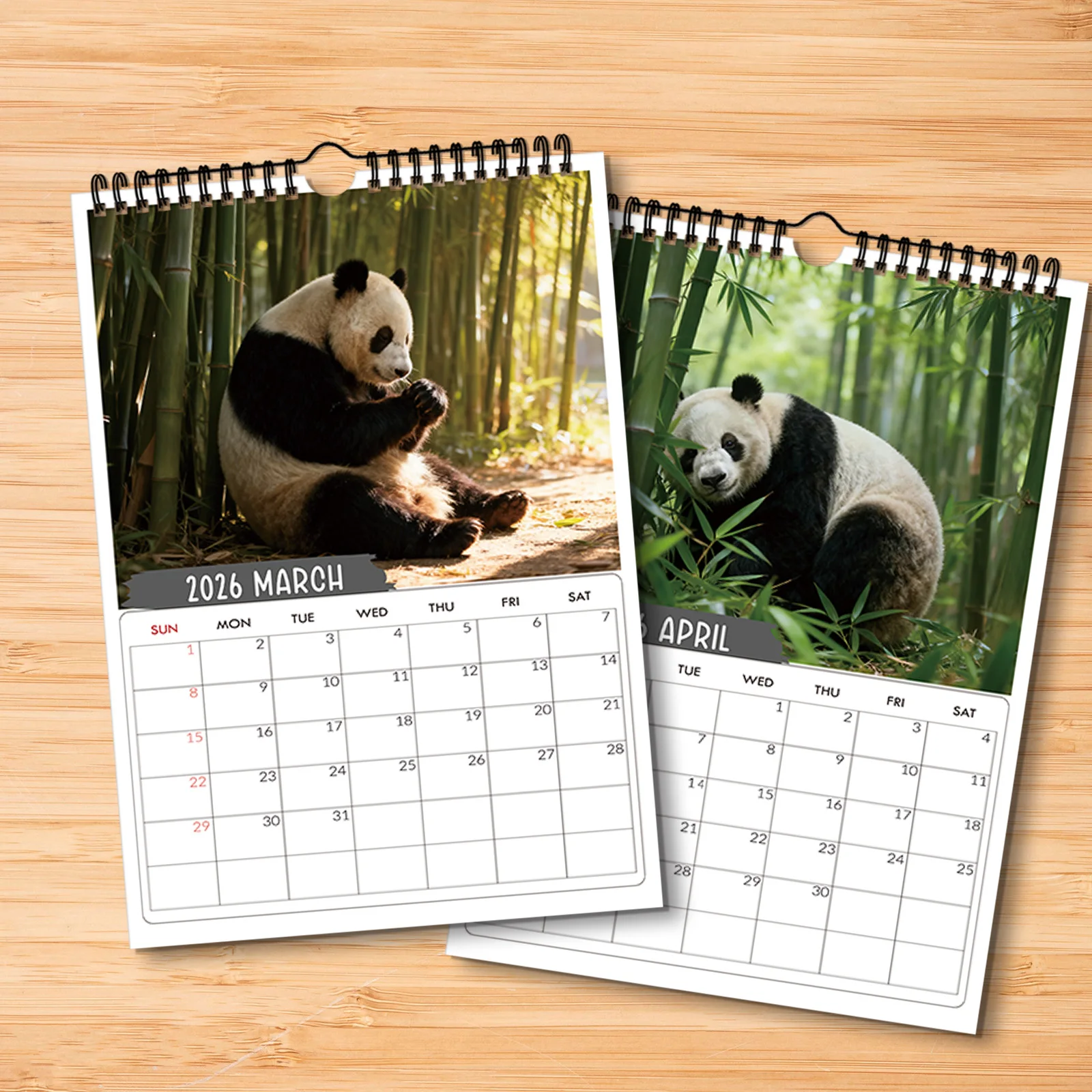 ปฏิทินแพนด้าป่าไผ่ที่มีเสน่ห์ 1 ชิ้น เหมาะสำหรับตกแต่งบ้าน เหมาะสำหรับคนรักสัตว์ป่า ของขวัญปีใหม่ที่ดี