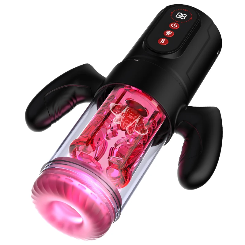9 Mode Vacuum Sucking Blowjob Tongue Licking Male Masturbator LCD Display Telescopic Rotating Vibrator Masturbation Cup Sex Toys