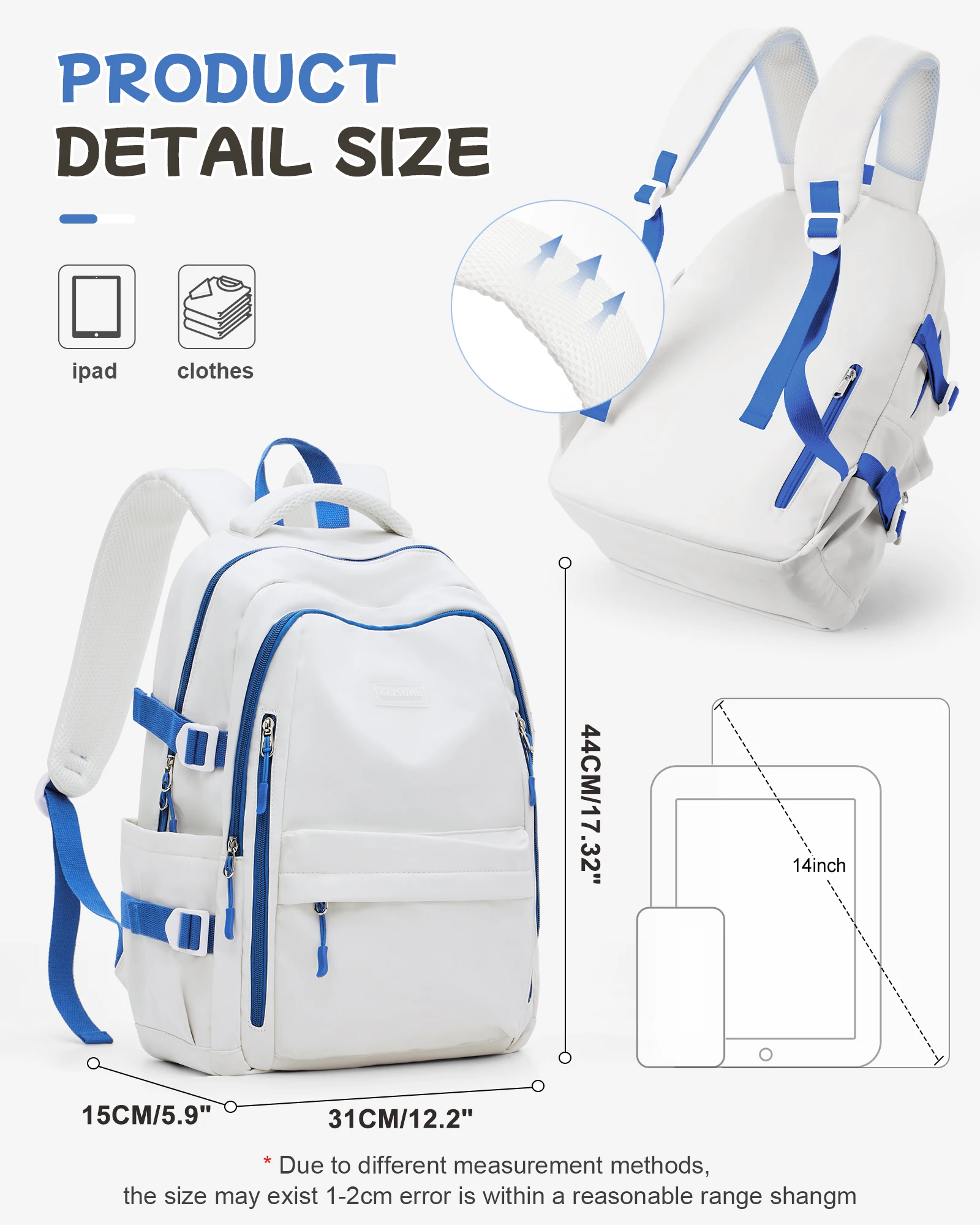 Schoolbag, backpack for junior high school students, computer backpack for college students, collision color design, multi-color