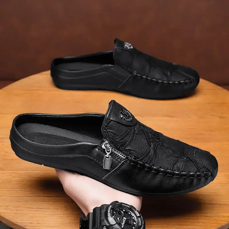 Summer Shoes Mules Slippers for Men Slip-resistant Sandals Man Half Clappers 2025 Cheap Korean Style Adult Designer Luxury Fun
