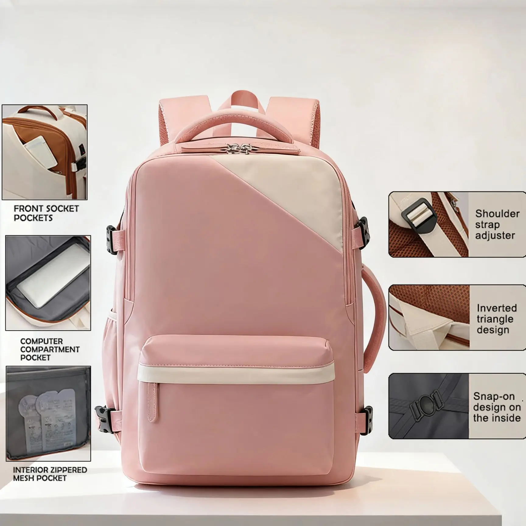 حقيبة ظهر للسفر سعة 40 لترًا، حقيبة ظهر للسفر والتنقل للكمبيوتر المحمول للأعمال، مناسبة لأجهزة الكمبيوتر المحمولة مقاس 15.6/17.3 بوصة #1