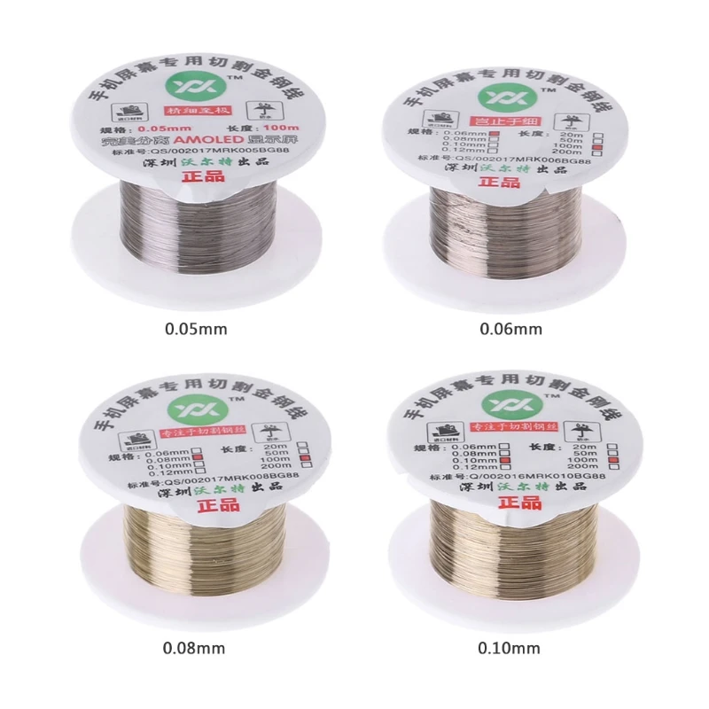 4 Sizes High Harnesss Molybdenum Cutting Wire 100m/329ft Steel Wire Super-thin Fitting for LCD Screen Repair Practical