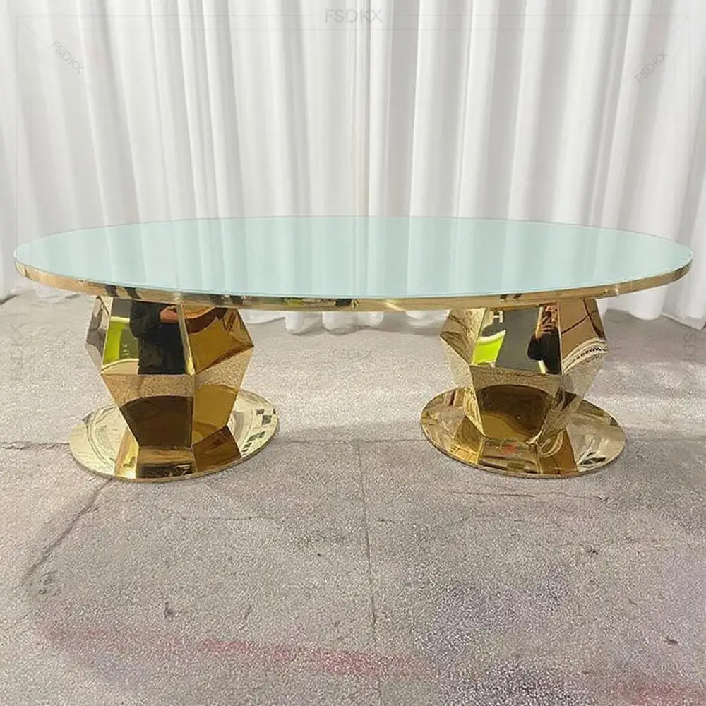 Factory Direct Sales Wedding Furniture Silver Stainless Steel Bride and Groom Tables for Weddings