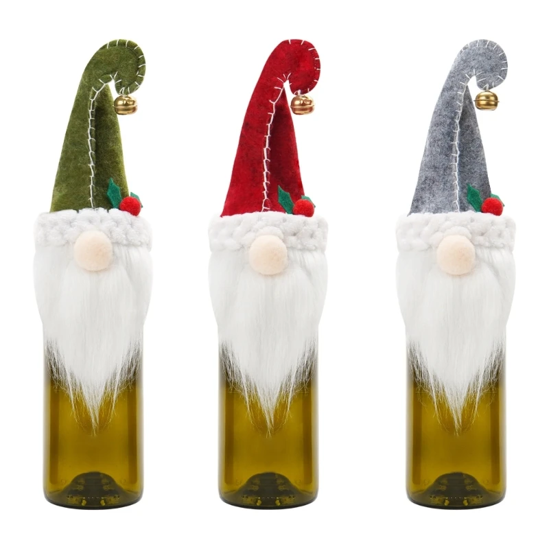 Christmas Gnome Wine Bottle Cover Multifunction Decorative Gnome Bottles Toppers for Festival Party Farmhouse Kitchen Dropsale