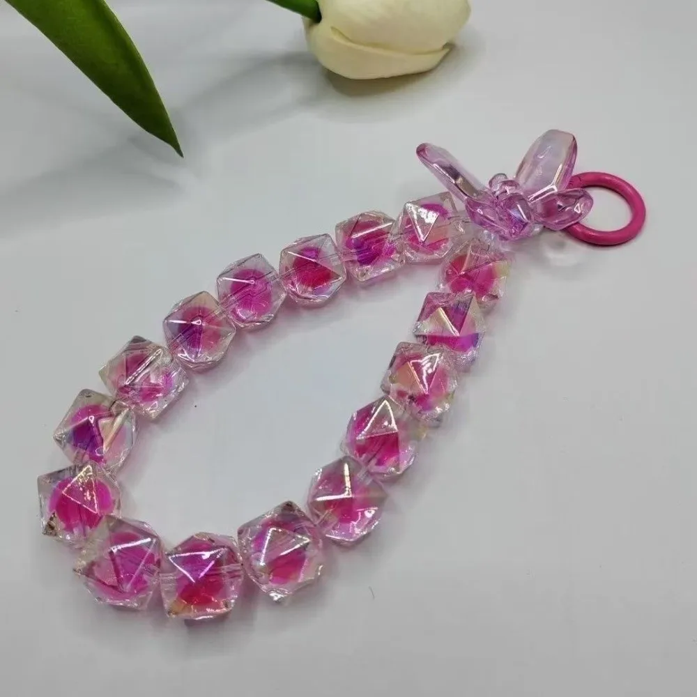 

Gifts Butterfly Sparkling Diamond Phone Chain Anti-loss Portable Crystal Bead Wrist Strap Bag Keychain Short Phone Charm