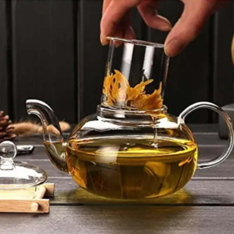 240ml/1000ml High Quality Heat-resistant Glass Teapot Heat-resistant Thickened Glass Teapot with Filter Heated Glass Tea Set