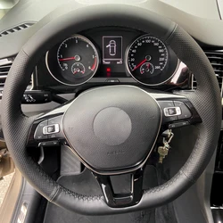Soft Perforated Leather Cover For VW Golf 7 MK7 Jetta Passat B8 New Polo Tiguan Sharan Hand Sewing Steering Wheel Cover Trim