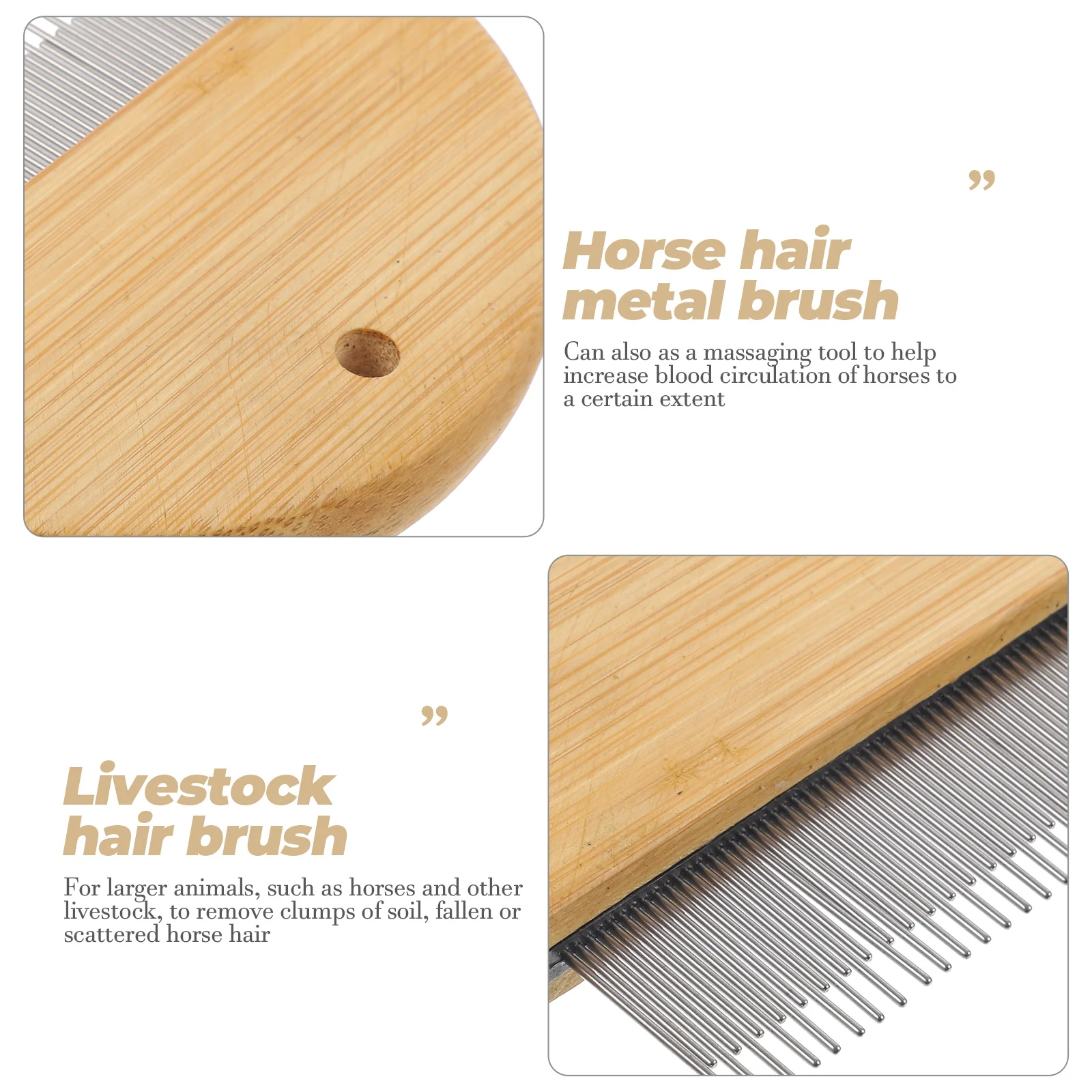 Wooden Horse Brush Deshedding for Horses Grooming Scraper Hair Removal Massage Tool