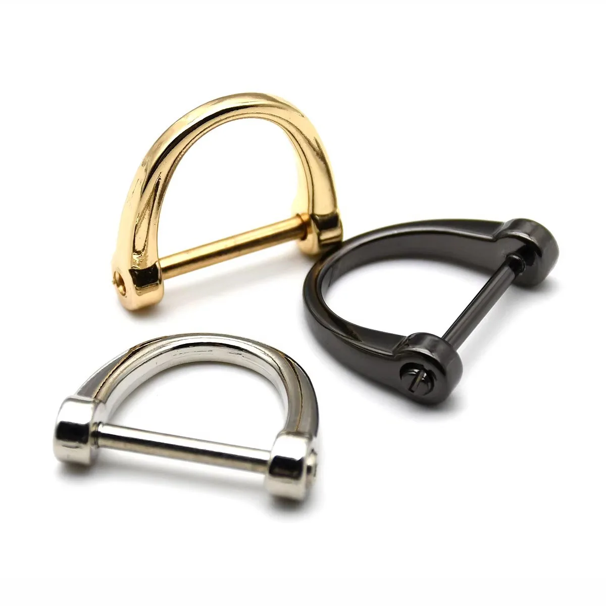 Metal Detachable Open Screw D Ring Buckle Horseshoe Key Chain Ring Holder for Leather Craft Bag Strap Belt Shoulder Webbing