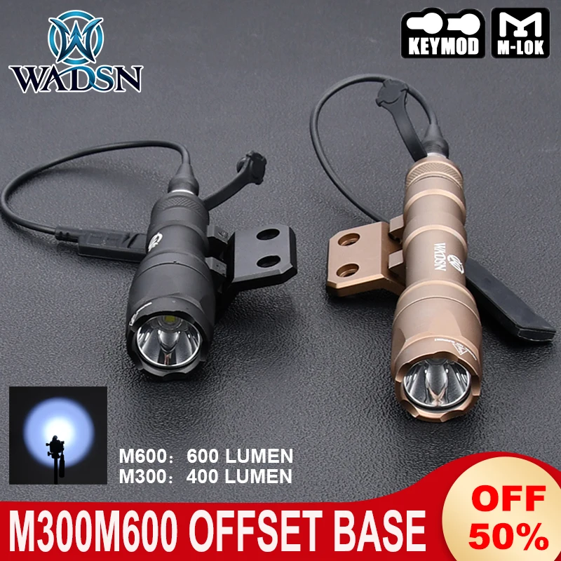 

WADSN M300 M600 Flashlight Offset Mount Set Tactical M600C Hunting Weapon Spotlight M300A MINI Scout Light Base Fit Mlok Keymod