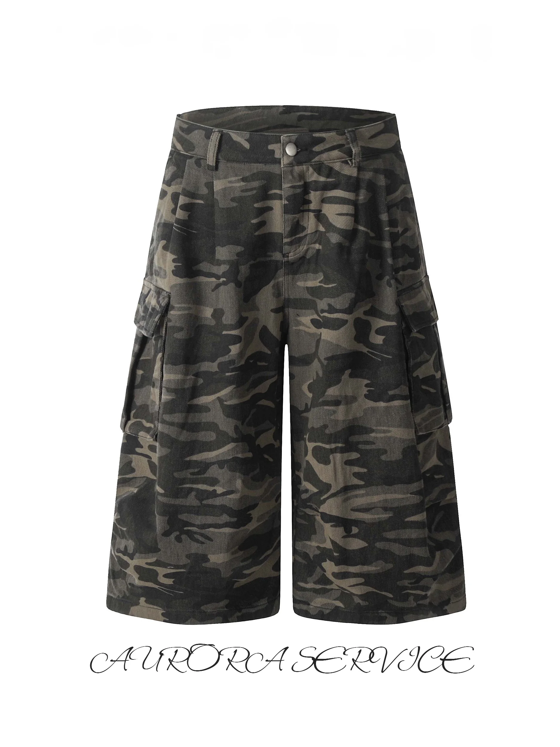 

Aurora Service Винтаж Американский свободный камуфляж Seven ket Плиссированные orts Повседневная рабочая одежда Молодежная летняя мода