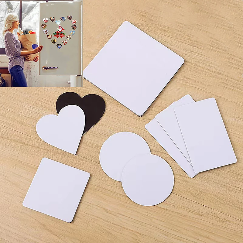 10pcs Sublimation Blank Refrigerator Magnets Simple Magnetic Sticker Personalized For DIY Kitchen Office Decorative