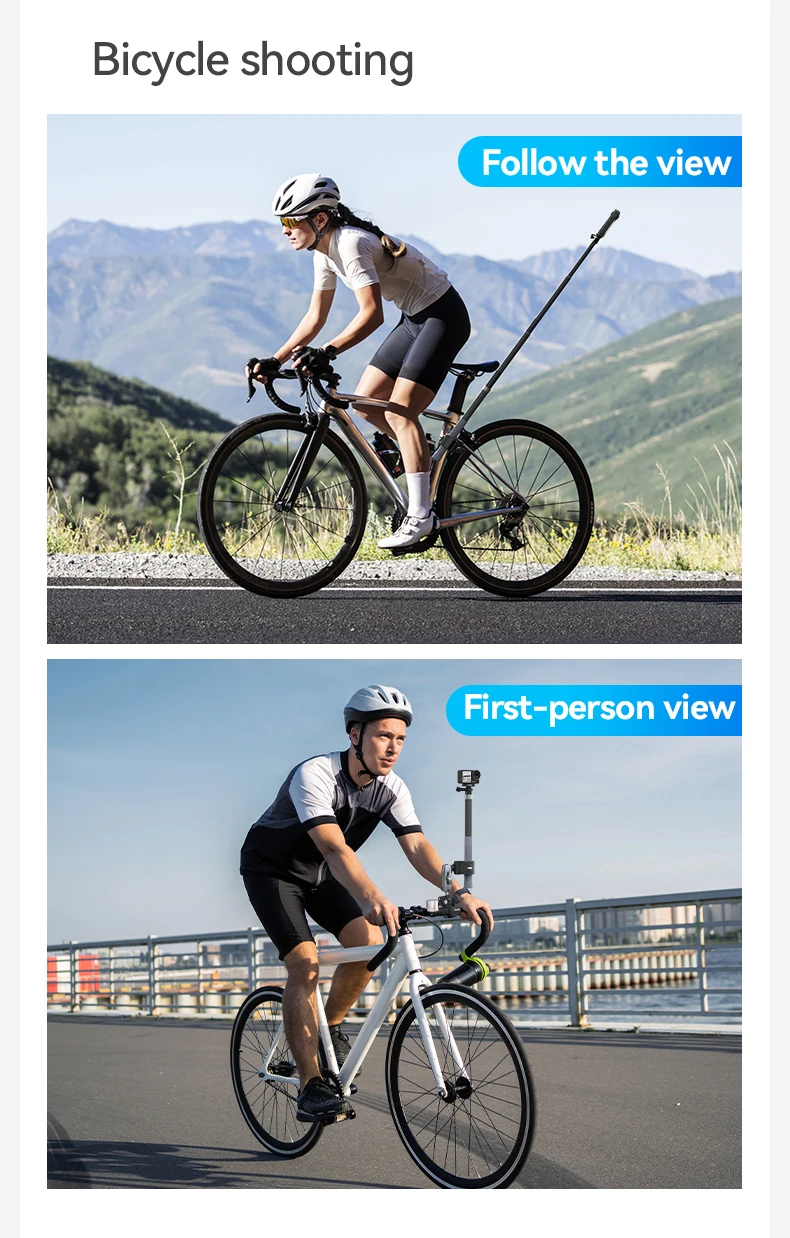 TELESIN Motorrad Fahrrad Einbeinstativ Fahrrad Lenker Panorama Halterung Unsichtbare Selfie Stick Halterung für GoPro Hero DJI Insta360 – Detail 10