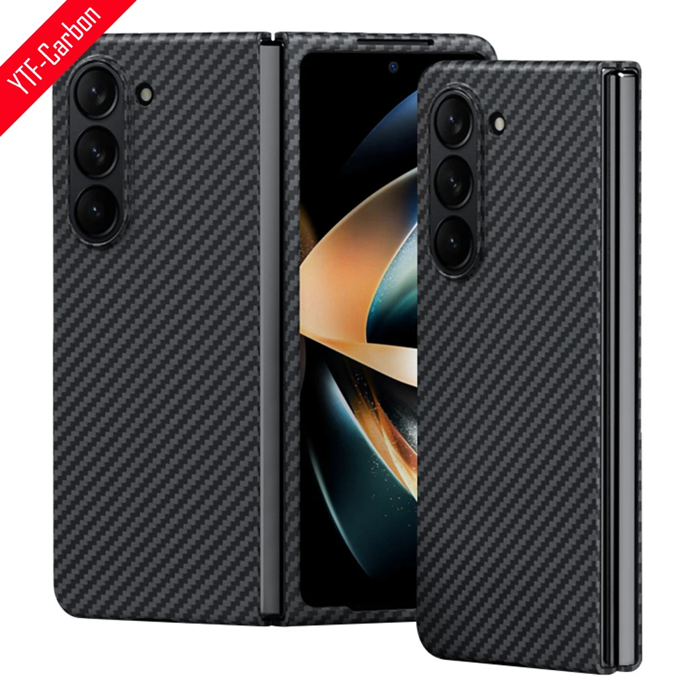 YTF-Carbon 600D carbon fiber phone case for Samsung Galaxy Z Fold 5 case Aramid Fiber Z Fold 4 case  Slim Design Z Fold 3 cover