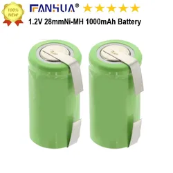 2/3AA 28mmNiMH 1000mAh 1.2V Flat top Rechargeable Battery with Tabs for capacitors, Shearing Devices, Miner Lamps, Helmet Lights