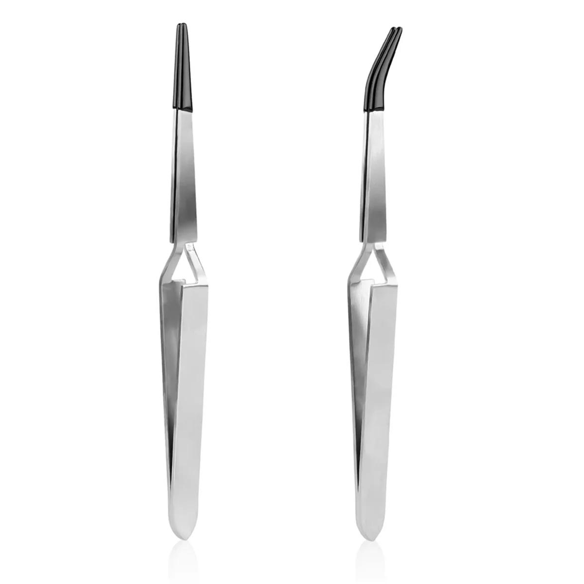 Craft Tweezers,Straight & Bend Curved Pointed Rubber Tips Lock Soldering Tweezers for Crafting Jewelry Electronics