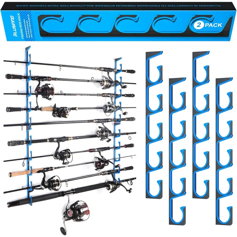 

PLUSINNO H5 Horizontal Fishing Rod/Pole Holders for Garage, Wall or Ceiling Mounted Fishing Rod Rack, Aviation Aluminum Fishing