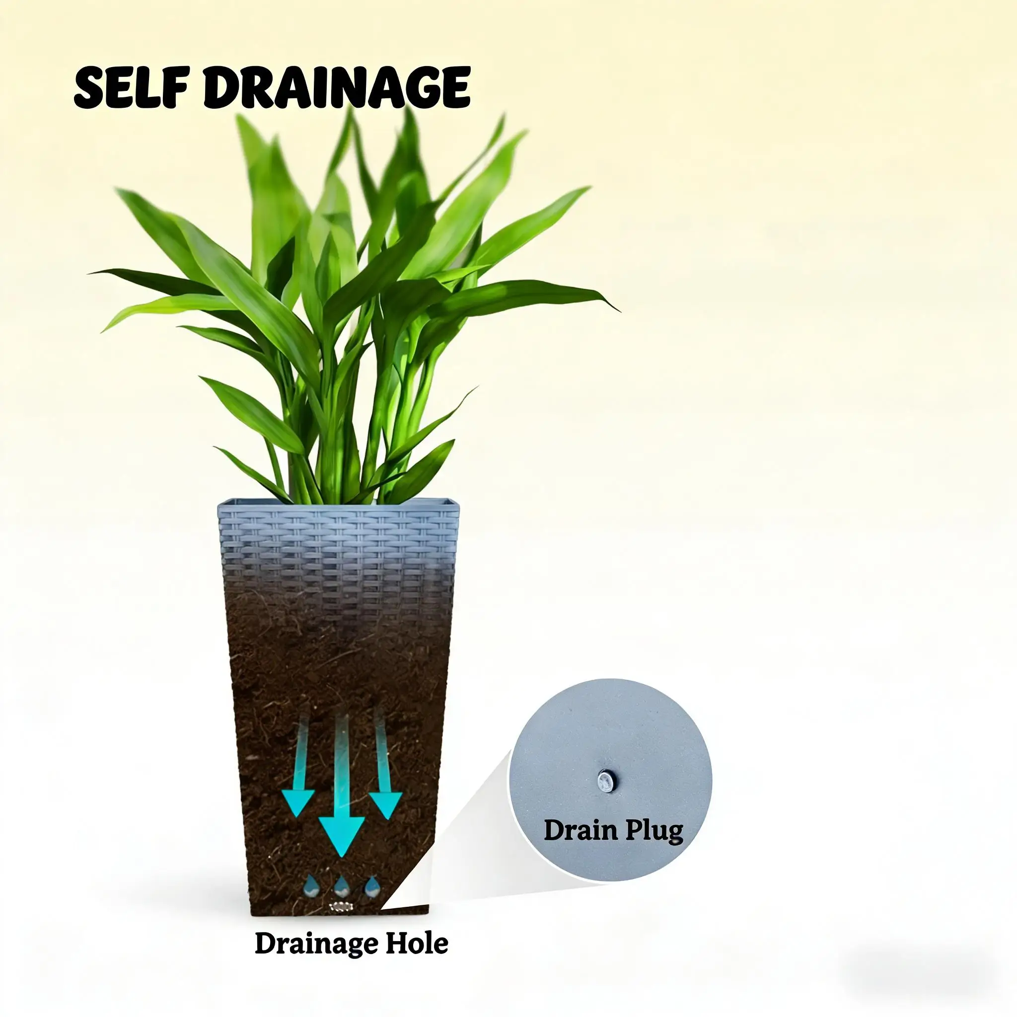 Plants Box Set of 3,Tall Planters Box,Plant Pots