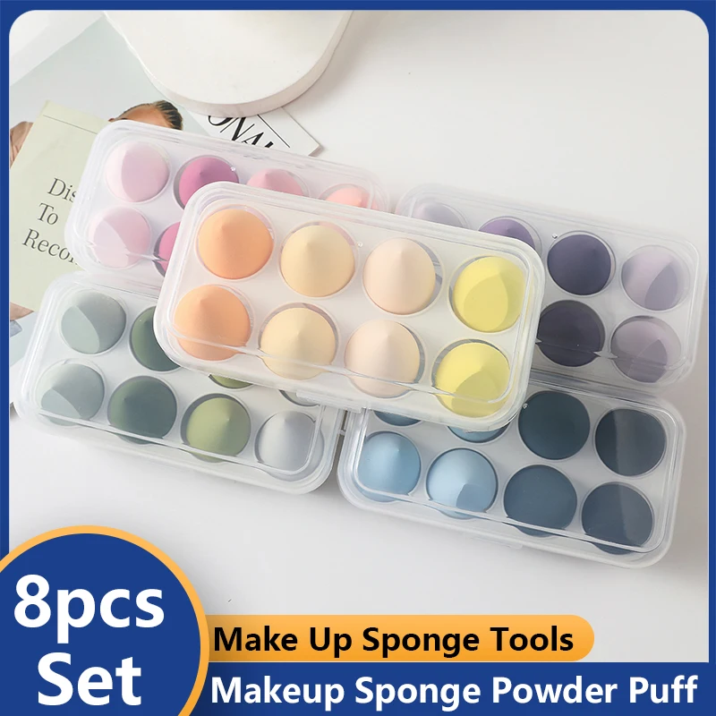 4/8pcs Makeup Sponge Powder Puff Dry and Wet Combined Beauty Cosmetic Ball Foundation Powder Puff Bevel Cut Make Up Sponge Tools