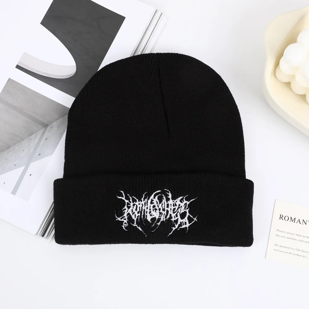 

Warm Women Men Winter Beanies Hats Gothic Street Punk Knitted Bonnet Caps 100% Cotton Fashion Keep Warm Skullies Beanies Hats