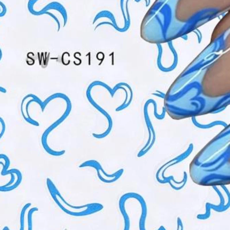 2Sheets Sweet Element Nail Art Stickers Simple Valentine's Day Ribbon Heart Kawaii Decals Colorful Bow Butterfly Manicure Slide