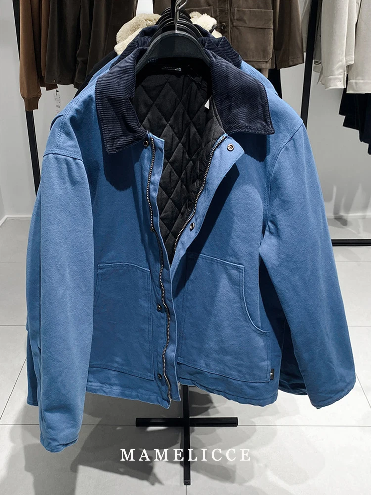 MAMELICCE Original design Vintage Clash color turn-down collar safari style Water-resistant cotton jacket Men's clothing tops
