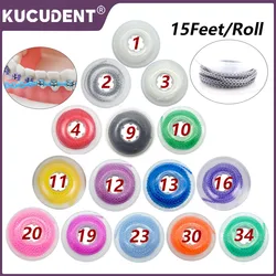 KUCUDENT 15Feet/Roll Dental Orthodontic Elastic Ultra Power Chain Rubber Band Long Short Continuous Powerchains for Teeth Brace