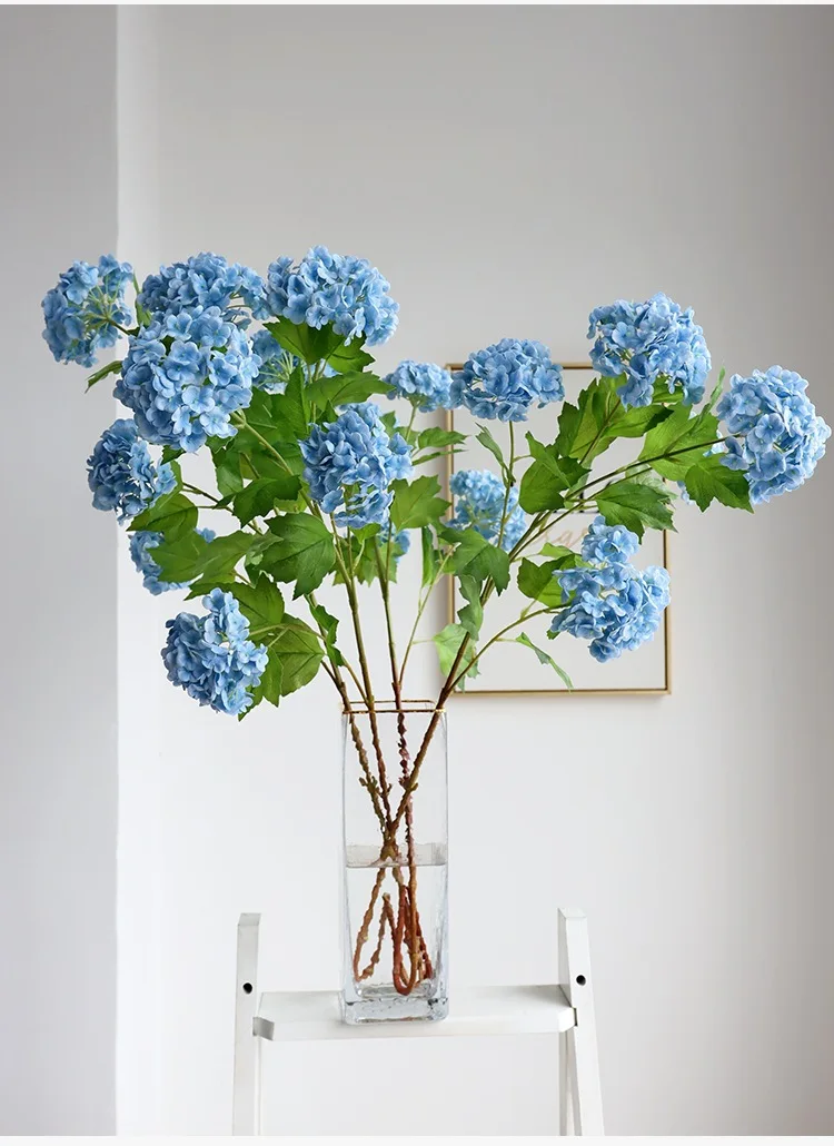 2 Stück Hochwertige Realistische 5-Köpfige Schneeball-Blumen aus Kunststofffolie Hortensien Kunstblumen Hochzeitsblumenarrangement Heimdekoration – Detail 10