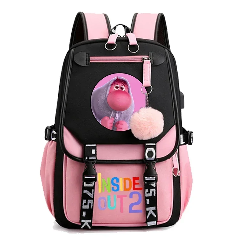 Inside Out 2 Backpacks with Usb Charging Port Joy Sadness Disgust Anxiety Teenage Girl School Bag Disney Large Capacity Rucksack