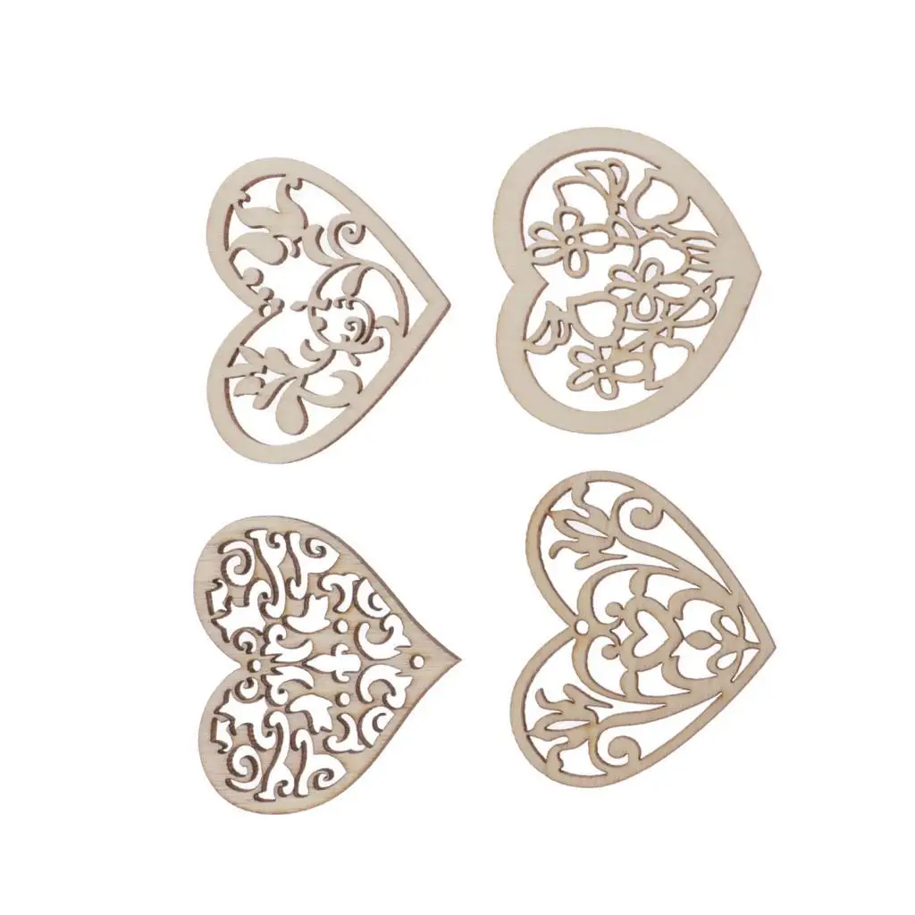 

Natural Wooden Pieces for Crafts Hollow Heart Wood Slices Rustic Decor for Holiday and Party Tags