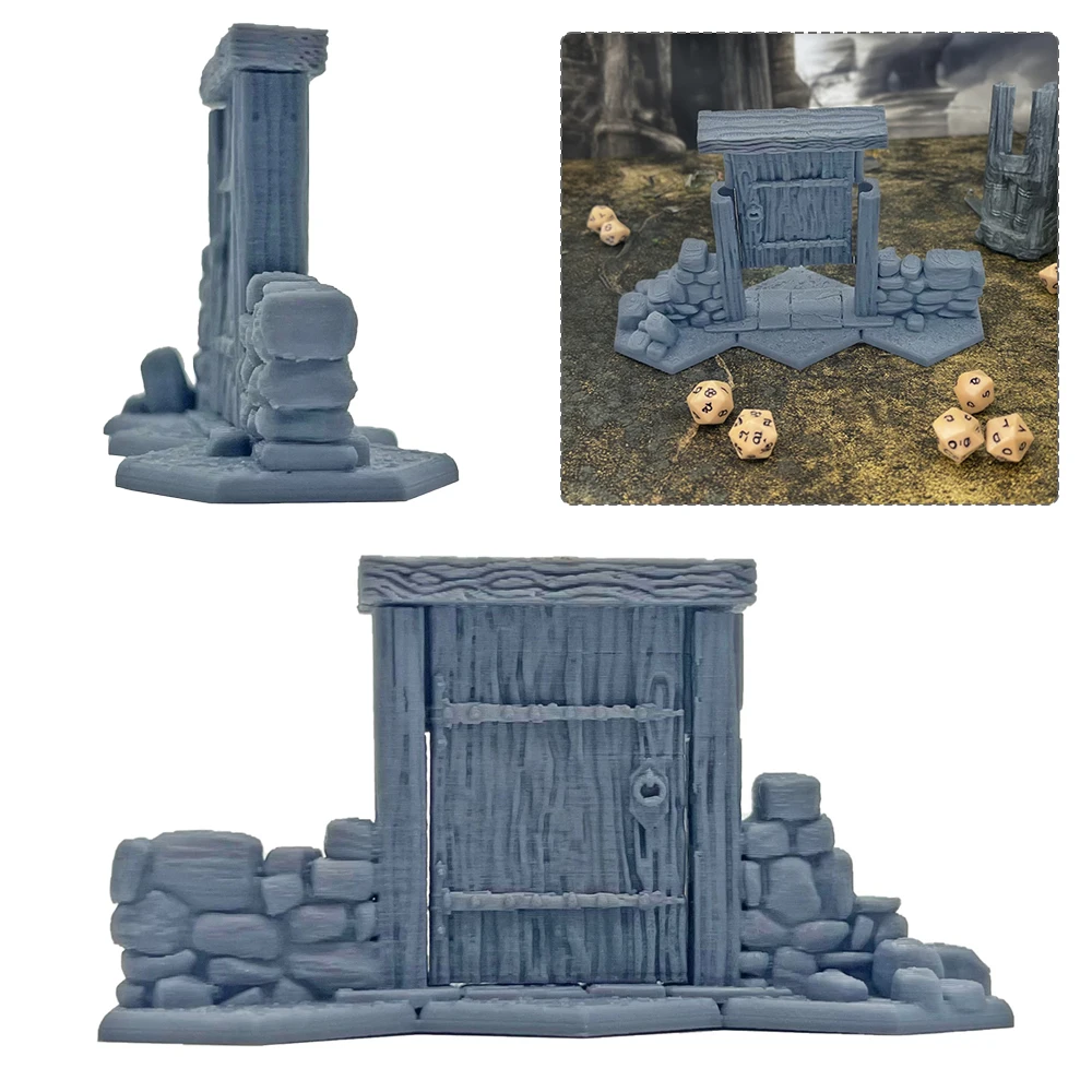 

Hex Dungeon Floor Tiles Door Fantasy Tabletop Terrain For Wargaming 3D Printed Cast DnD Play Dungeons Walls And Doors Terrain