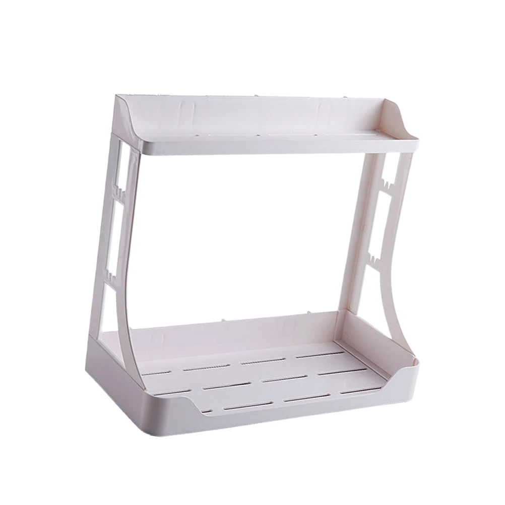 

Large Punch Free Storage Mounted Double Layer Shelf Bathroom Saver Durability Plastic Material