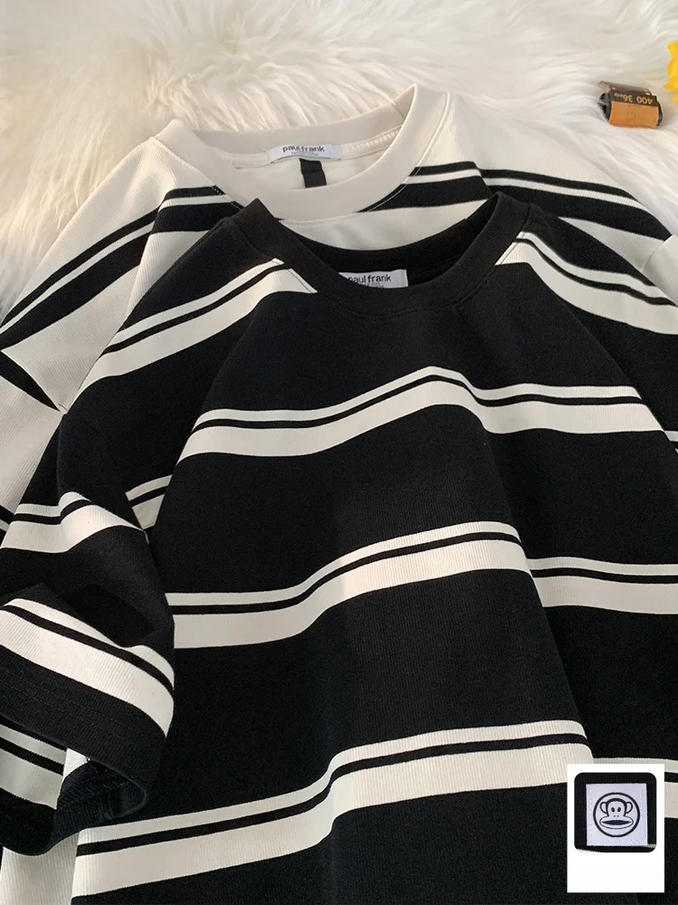 

Футболка PaulFrank свободного кроя с коротким рукавом, повседневная уличная одежда, тонкий дышащий летний топ для мужчин, молодежная модная одежда из хлопка и полиэстера