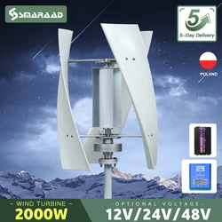 2kw 2000w Vertical Wind Turbine Generator 12V 24V Magnetic Dynamo Free Energy Strong Power Ac 220v Inverter Output For Home