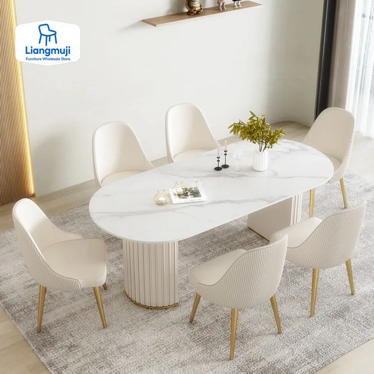 

Waterproof Oval Dining Table Modern Base Stand Design Heat Resistance Dining Table Nordic Minimalist Mesa Comedor Home Furniture