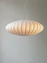 Minimalist Silk Pendant Light Wabi Sabi E27 LED Suspen Chandelier Lustre For Living Room Dining Room Pendant Lamp Decor Lighting