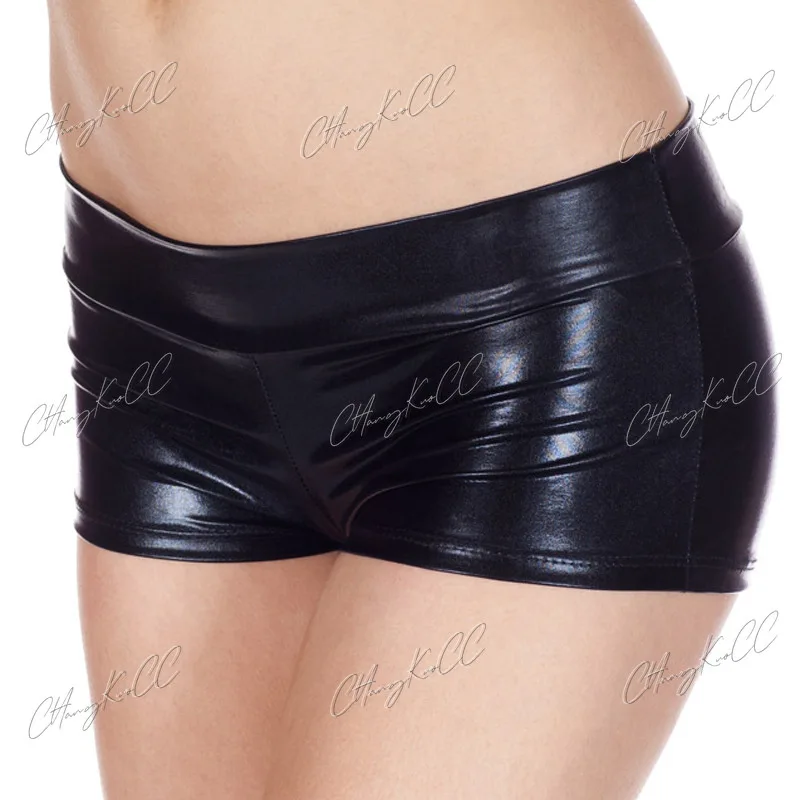 Femme Sexy Shorts Brcorporelle PU Taille Moyenne Adulte Violet Bleu Rouge Argent D.lique Rave Booty brevCuir Shorts S-2XL