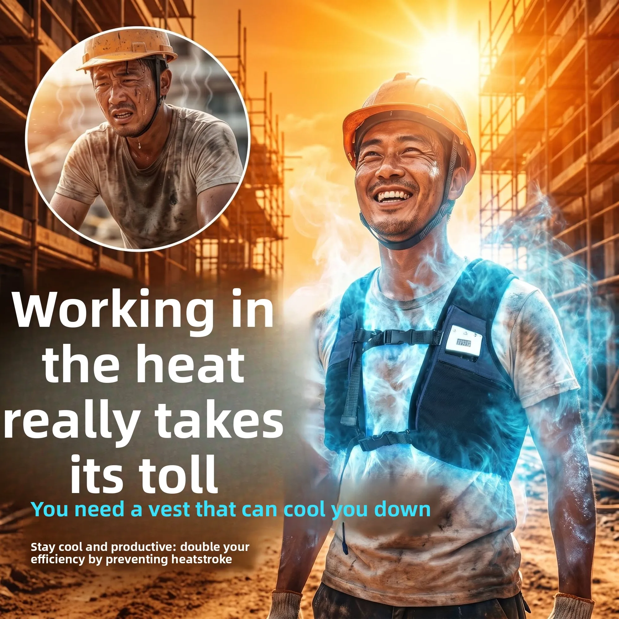 Construction Site High Temperature Cooling Vest Wearable Mobile Air Conditioner Workers  Refrigeration Semiconductor Vest