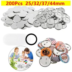 200Pcs 25/32/37/44mm Button Making Supplies Round Badge Button Parts Metal  Pin Badge Kit for Button Maker Machine