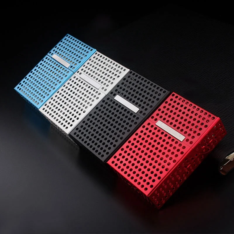 Aluminum Cigarette Box with Hollow Flip Top, 20 Thick Cigarettes, Can Hold a Whole Pack, Portable Metal Cigarette Box