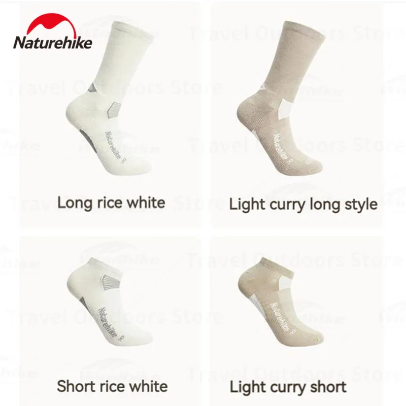 Naturehike 1 Pairs Breathable Long Socks Outdoor Sports Casual Right Angle Socks 2 Styles Colorblock Quick Dry Soft Short Socks